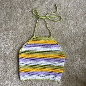 ZARA MULTI-COLOR CROCHET HALTER TOP